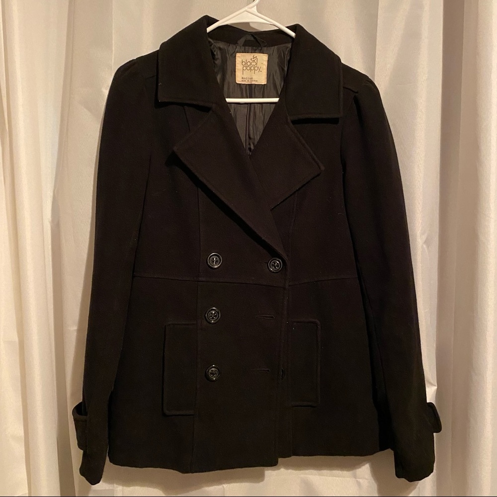 Black Poppy Peacoat Size Medium Juniors